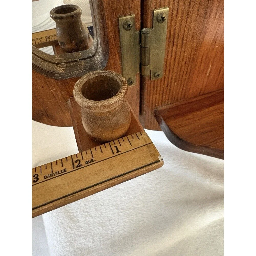 Vintage Wood Hanging Decorative Mirror, Shelf, & Candle/Votive Holder